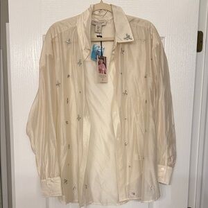 NWT Martha Stewart Cream Shirt with Silver Embellishments